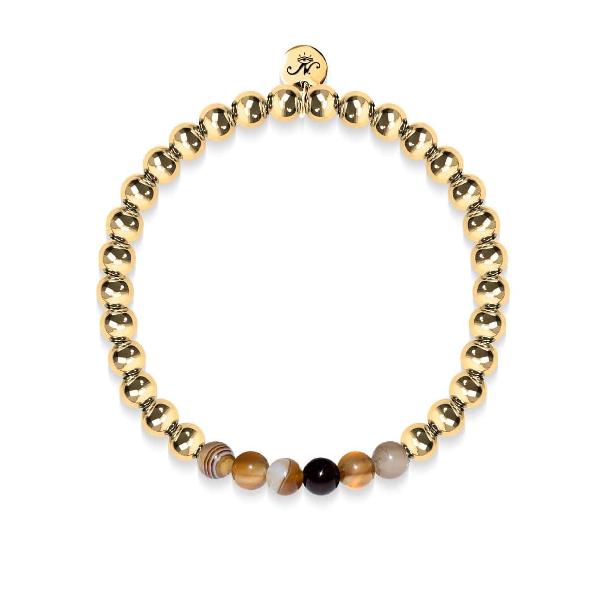 Satisfaction | Or 18 carats | Agate Ligne Grise | Bracelet d'expression de pierres précieuses